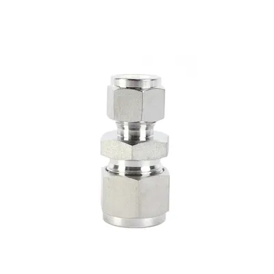 Stock Inch Anti Rust SS304 SS316 Twin Ferrules Reducing Straight Union for Tube to Stainless Steel Pipe Fitting Tube Union