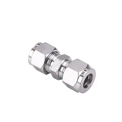 Factory Supply SS304 SS316 SS316L Twin Ferrule Straight Union for Tube to Tube Stainless Steel Pipe Fitting Union