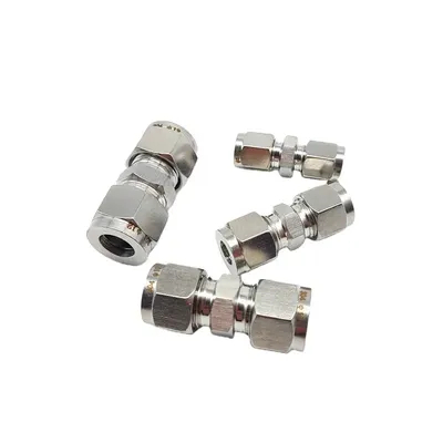 304/316 Stainless Steel Hex Double Ferrule Straight Equal Stainless Steel Pipe Fitting 3-24.5mm 1/8"-3/4" Tube Joint