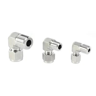 High Pressure Stainless Steel Inch and Metric Double Ferrules NPT Thread Male Elbow for Compression Stainless Steel Pipe Fittings