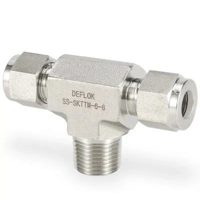 Compression Double Ferrule Instrumentation Tube Stainless Steel Fittings 1/16 to 1 Inchnpt 6000psi 316 Stainless Steel Union Male Branch Tee