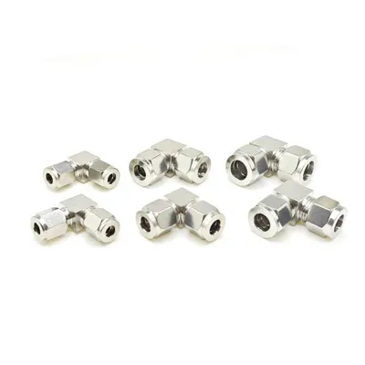 SS304 Stainless Steel Double Ferrules/Twin Ferrules 90 Degree Elbow Compression Tube Fittings