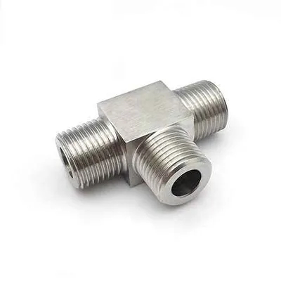 304 316L Stainless Steel Male Branch Tees Pipe Fittings High Pressure 3-Way Male to Male Threaded Connectors