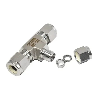 Instrument Stainless Steel Fitting SS316L Double Ferrule Reducing Tee Stainless Steel Fitting