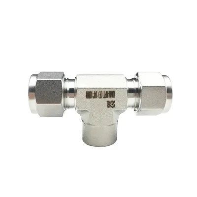 SS316L 6mm 8mm 10mm Twin Ferrules NPT and Metric Thread Tube Stainless Steel Pipe Fittings Female Branch Tee