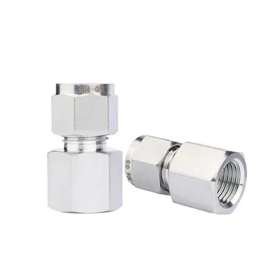 High Quality Ss Inch Double Ferrules Straight Female Connectors Fractional Tube Stainless Steel Pipe Fitting to Gauge
