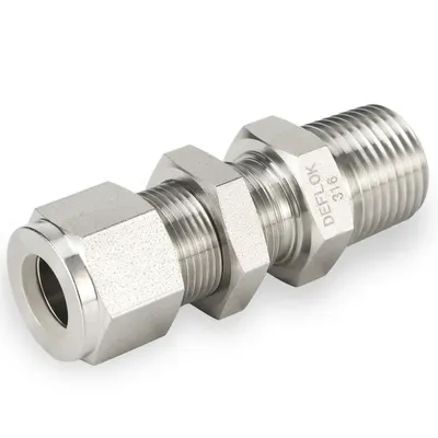 316 Forged Male Threaded 6000psi Stainless Steel 6mm 12mm Twin Ferrule Compression Tube Stainless Steel Pipe Fittings Bulkhead Male Connector