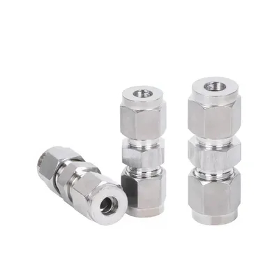 in Stock SS316L 8mm 10mm Double Ferrule Compression Tube Connector Bulkhead Stainless Steel Pipe Fitting Union