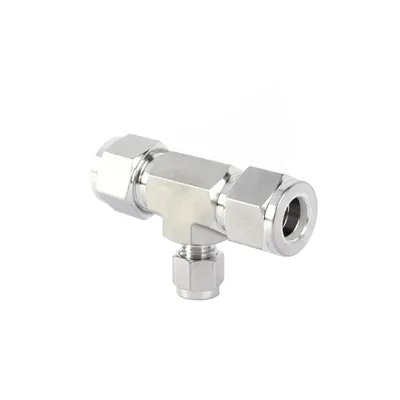 Hot Product Inch 1/4 3/8 1/2 Double Ferrule Tube Stainless Steel Pipe Fitting Way Reducing Union Tees