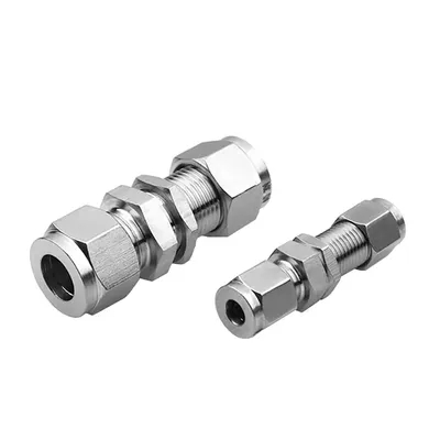 Factory Supply Stainless Steel Silver Plated Double Ferrules Tube Stainless Steel Pipe Fittings Bulkhead Union