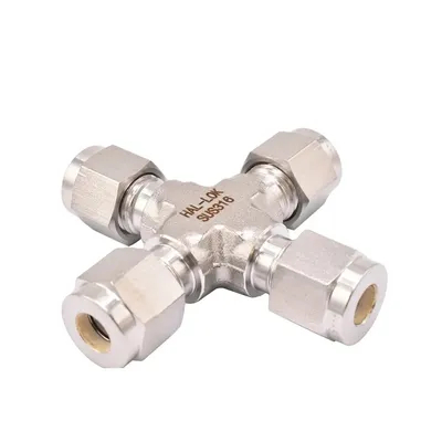 Swagelok Type NPT SS316 Stainless Steel Instrument Compression Double Ferrules Tube Stainless Steel Pipe Fittings 4-Way Union Cross