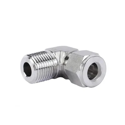 High Quality SS304 SS316 Double Ferrules 1/4 1/2 Inch NPT Thread Male Elbow for Tube to Male Stainless Steel Pipe Fitting