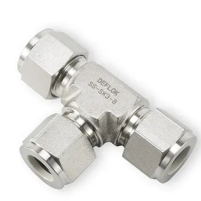Compression Tube Stainless Steel Fitting Manufacturers & Suppliers Tubing Unions 3/8 316 Stainless Steel NPT Equal Union Tee Connector